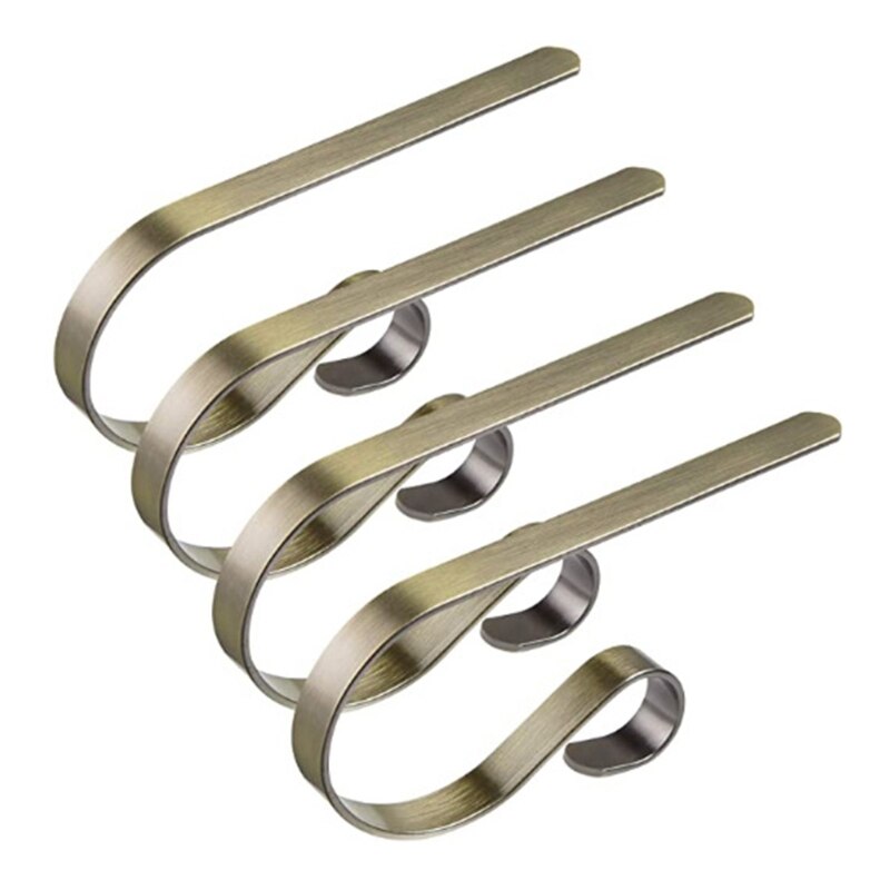 4 Stuks Kerst Kous Houders Voor Mantel Clip Haard Haken Hanger Kous Scrolls Voor Party Kerst Decoratie: Bronze