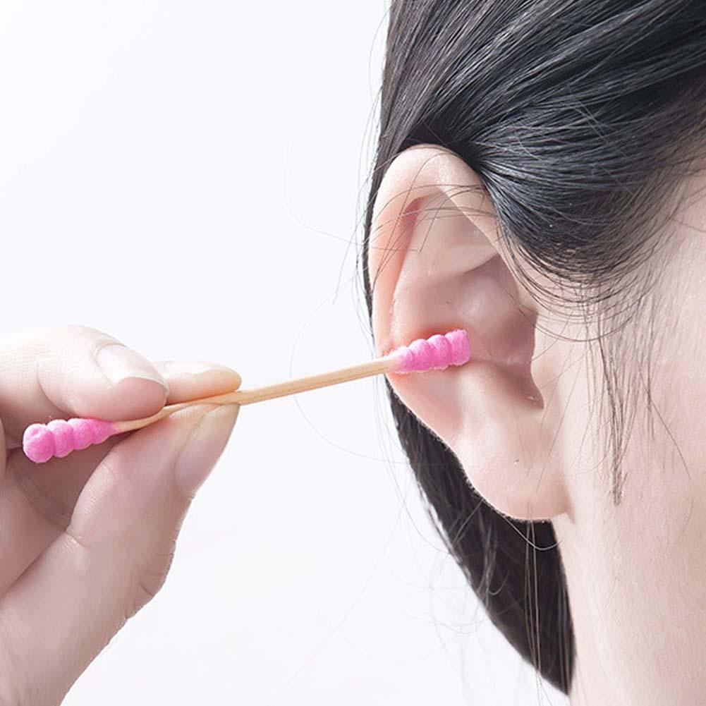 Coton tige r utilizable oreille cabeza de doble hilo desechable Limpieza de oreja algodón bastoncillos varilla de papel ecoamigable palos hilo