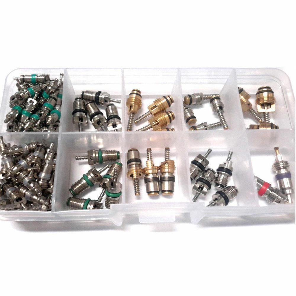 102pcs A/C System Schrader Valves With Remover Tool Kit For R12/ R134A HVAC Air Conditioning Valve Core Valve Core Combination