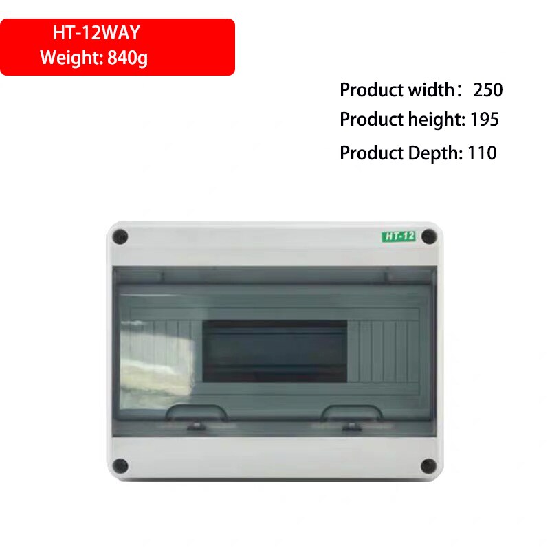 HT series 5/8/12/15/18/24Ways Household illumination Electrical Distribution Box MCB Waterproof Junction Wire Box ABS+PC Plastic: HT-12 Ways