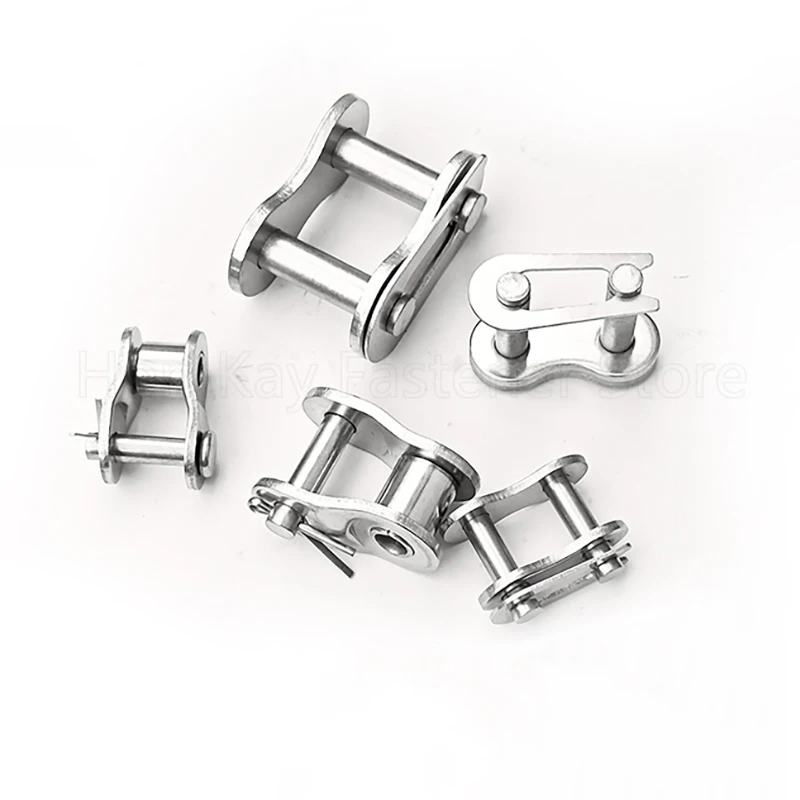 Single Row Full/Half Buckle Roller Chain Connector 304 Stainless Steel Industrial Chain Join Buckle 04C/05B/06B/08B/10A/12A/16A