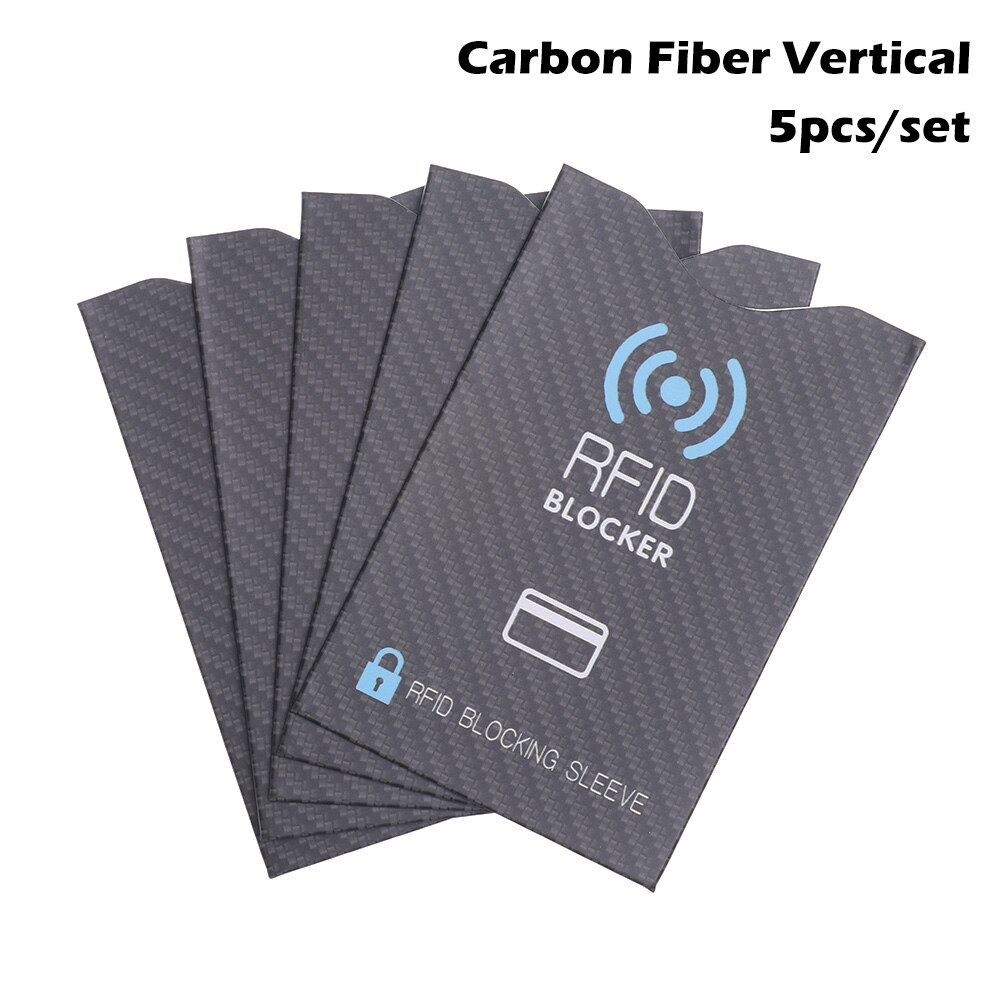 5Pcs Anti RFID Blocco della carta di lettore di Schede di Serratura del Supporto di Carta di IDENTIFICAZIONE della Carta di Credito di Caso Della Protezione di Alluminio del Metallo Intelligente Anti-furto supporto di Carta di credito: Carbon Vertical