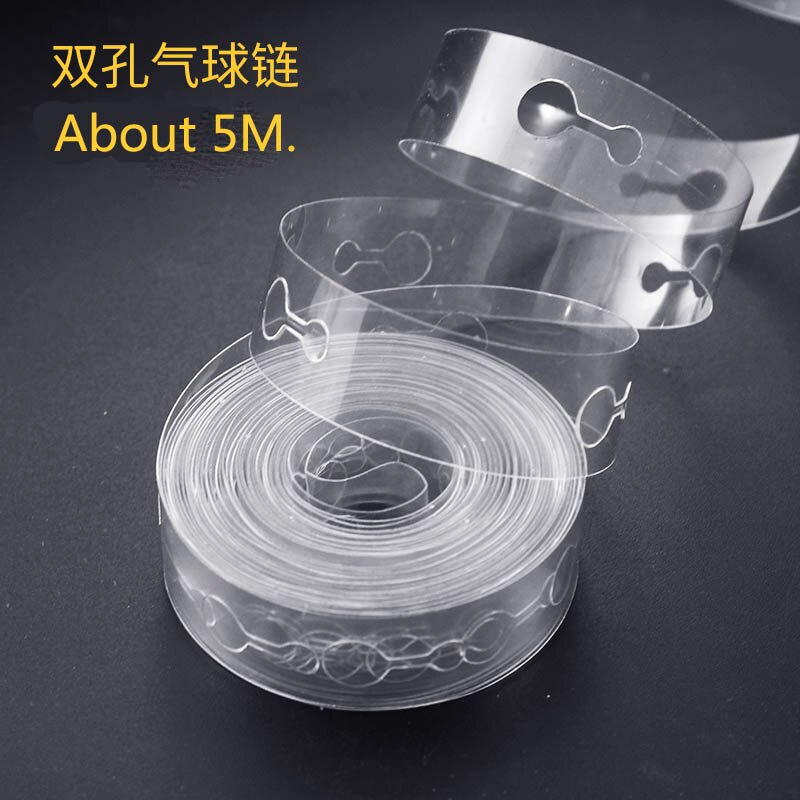 5M Balloon Accessories Balloon Chain PVC Arch Wedding Birthday Party Decoration Backdrop Balloon Chain Bow Seal Pump Clips: Double hole Chain