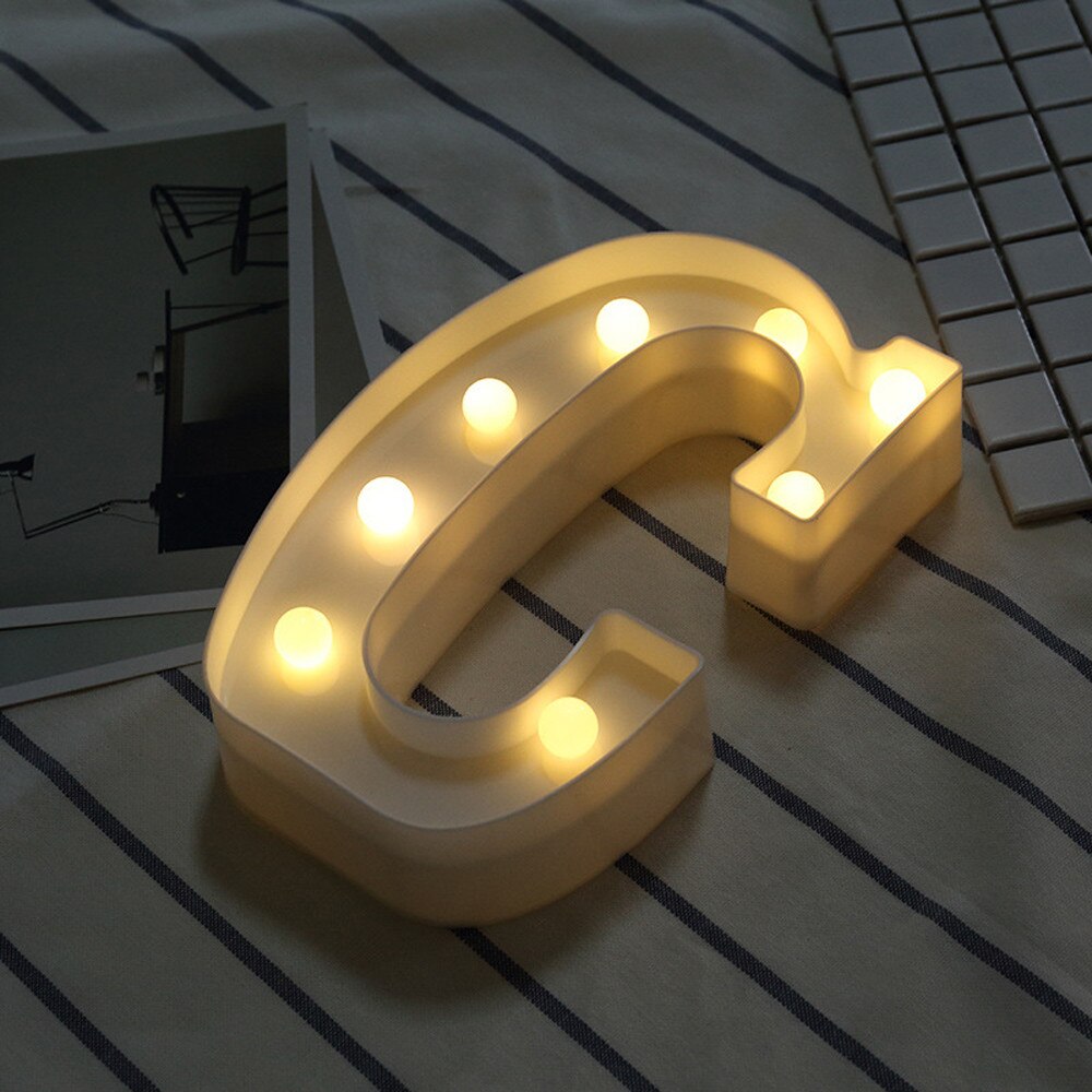 Alphabet Letter Lights Soft Warm Glow LED Light Up Warm White Plastic Illuminate Letters Wall Hung Standing Hanging A-M: C