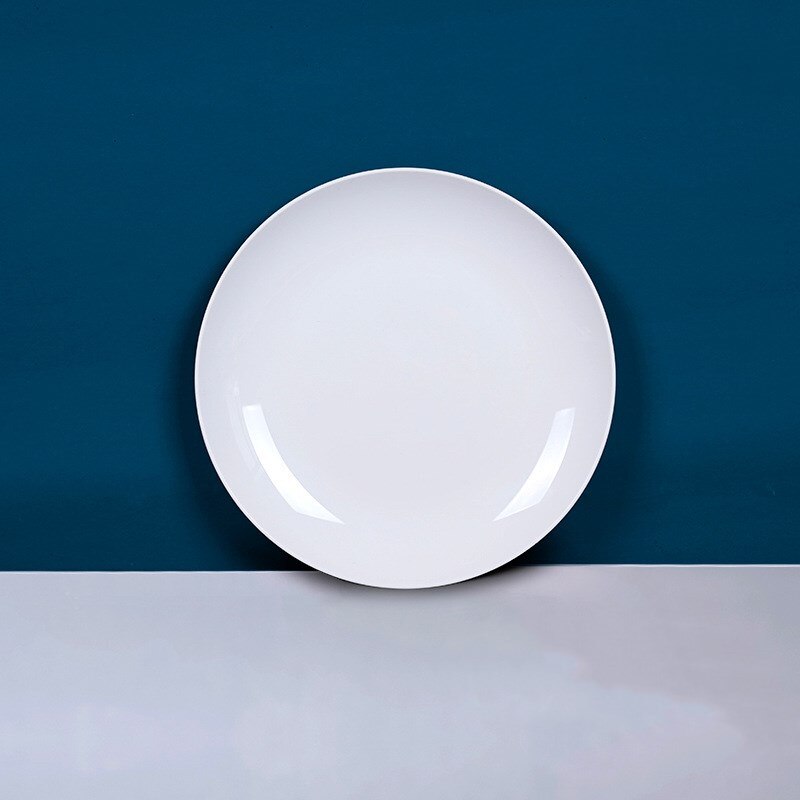 Assiette à Sauce alimentaire en plastique, petit tableau de dégustation de vinaigre, assiettes à collation créatives Imitation porcelaine assiette de fruits de ménage ronde: Large white