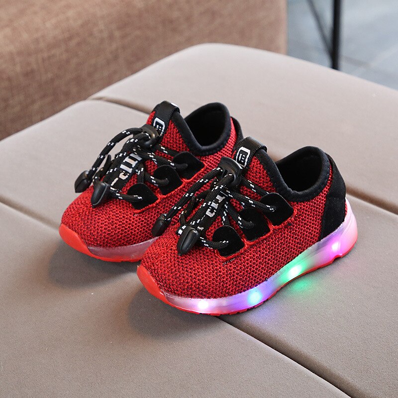 Tamaño 21-30 zapatillas de deporte informales para niños, bebés, niñas, zapatos brillantes, zapatillas iluminadas, zapatos Led para niños, zapatos luminosos con la luz: Rojo / 29