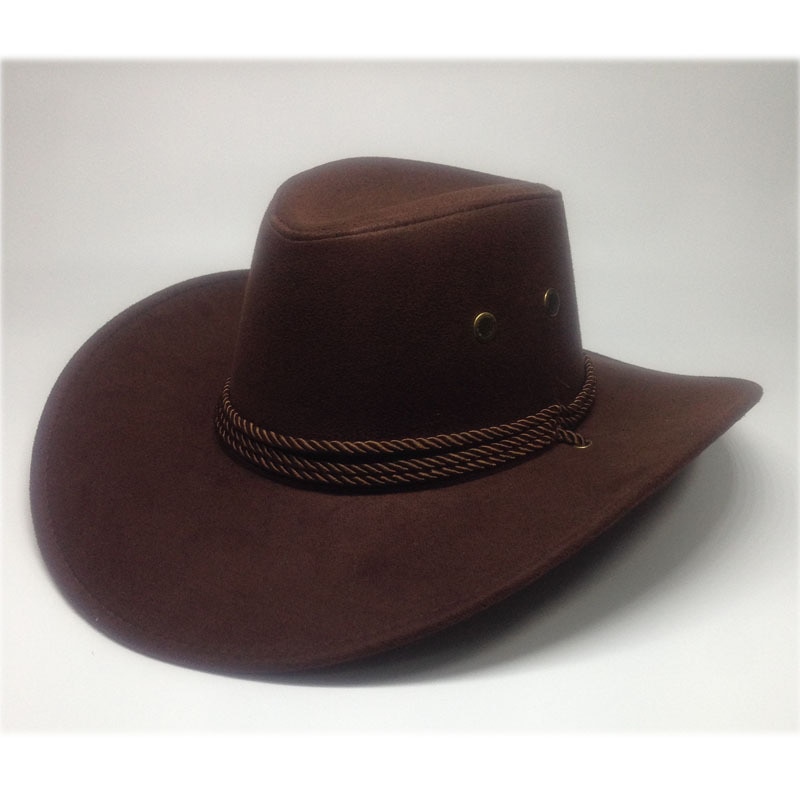 Chapeau de Cowboy ouest américain daim chapeau de soleil en plein air chapeaux d'équitation en plein air pour hommes et femmes chapeau de Cowboy de couleur unie: 1
