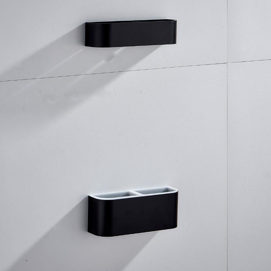 Draagbare Wandmontage Paraplu Opbergrek Creatieve Muur Paraplu Clip Houder Rekken Thuis Opslag Hanger Organizer: Black 2 Level