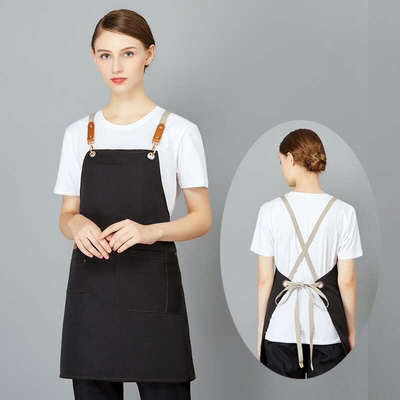 1pcs Short Half Apron Denim Restaurant Hotel Waist Chef Apron Bar Pub Kitchen Cafe Server Waiter Waitress Cook Apron Universal: 70x62cm black