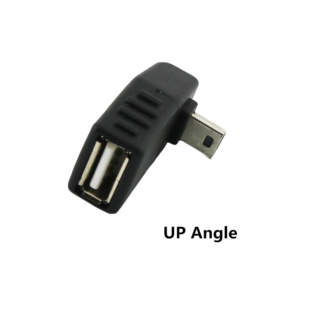 2x Mini USB 5Pin B Male naar USB 2.0 Type A Vrouwelijke OTG Host Adapter Links/Rechts/UP /Down Hoek Zwart: UP