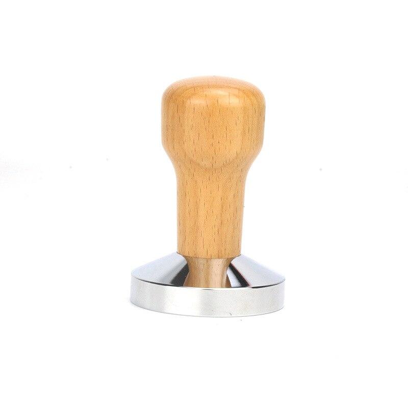 Tamper à café en acier inoxydable avec poignée pour café italien: Bois -53mm