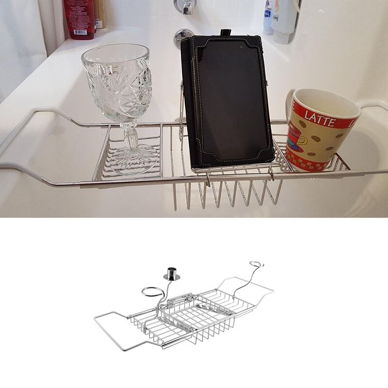 Over Bath Tub Racks Shower Organizer Bathtub Caddy Tray with Extending Sides