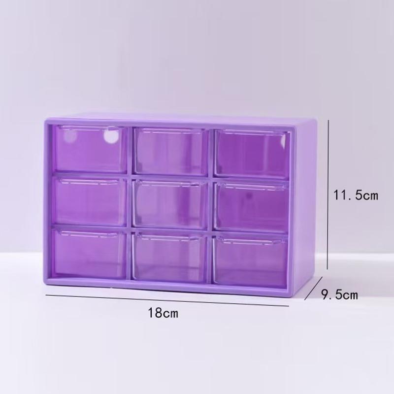 Organisator Opbergdoos Mini Bureauladen Stapelbaar Negen vierkant raster Opbergdoos Haarspeld Sticker Cosmetica Accessoires: Paars
