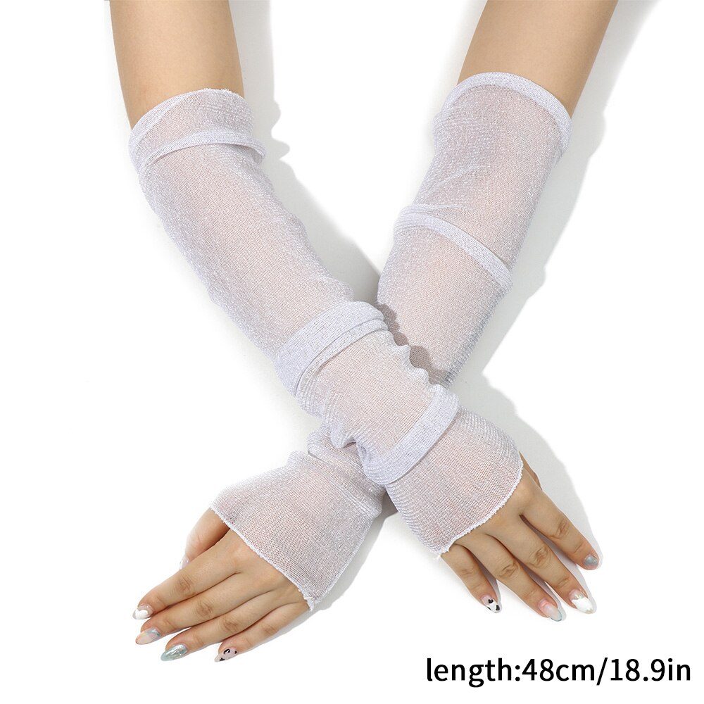Gants longs en dentelle sans doigts pour femmes, manchons de Protection solaire, maille en dentelle, fins pour cyclisme, mancherons pour les bras de conduite,