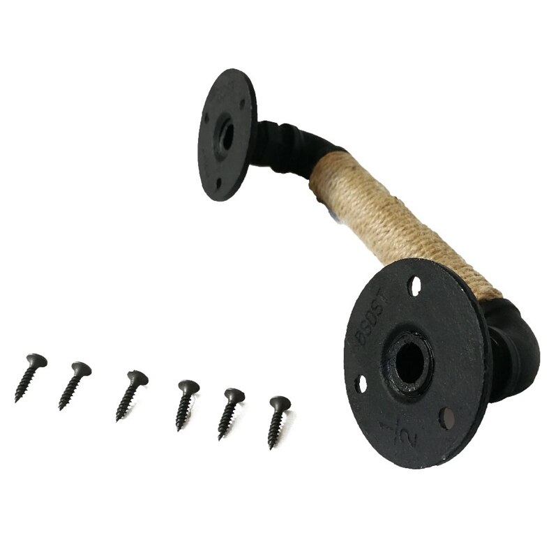 Tiradores de puerta de madera para muebles, estilo Industrial, negro, antiguo, Vintage, Europeo, de hierro forjado