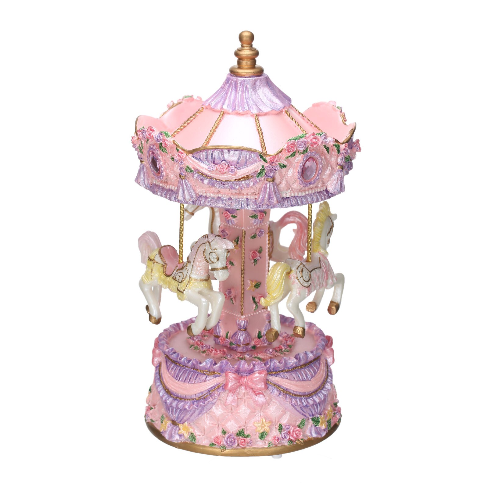 Colorful LED Merry-go-round Musical Box Toys Carousel Clockwork Music Box for Girlfriend Kids Children Christmas Festival: Pink B