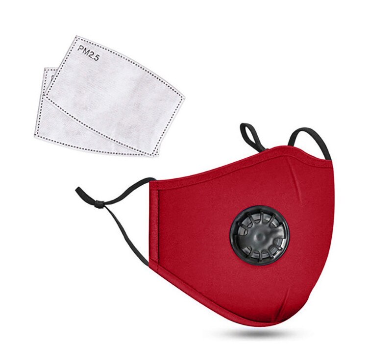 Masque facial avec filtre PM2.5, bavette buccale, bavette lavable, réutilisable, Protection faciale, Anti-salive, projections, pm2, 5: Red with 2 filters