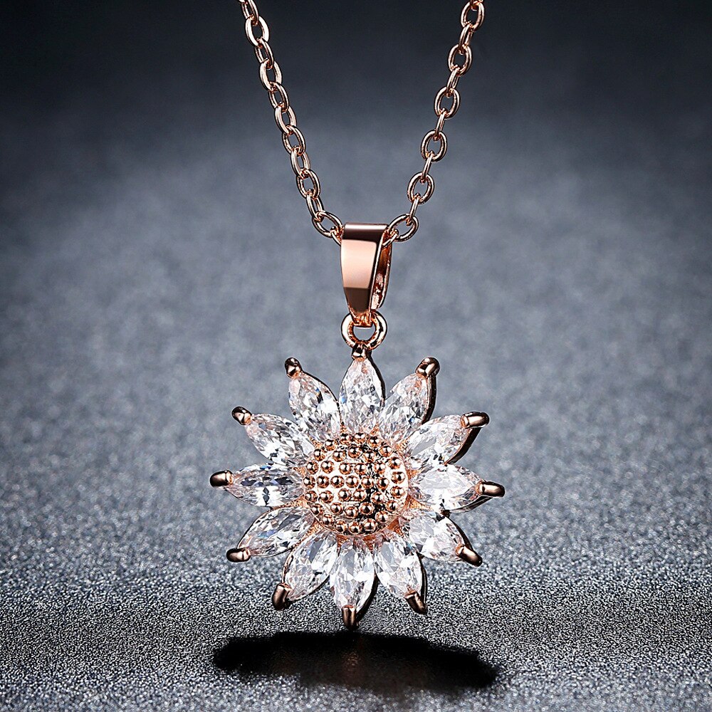 Collana con ciondolo girasole in acciaio inossidabile per donna collana Color oro argento con ciondolo fiore margherita collana girocollo gioielli da sposa ragazza: NC18Y0328-1