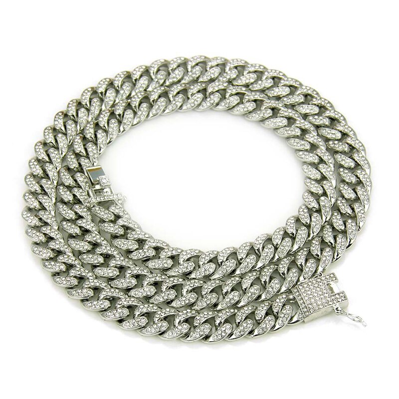 Hip Hop Vol Steentjes Iced Out Miami Curb Cubaanse Collier 50-75 Cm Lengte Goud Verharde Cz Bling kettingen Voor Mannen Sieraden