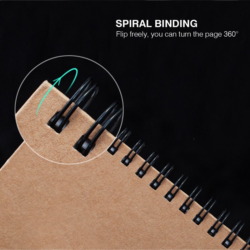 VEESUN-cuaderno de bocetos A5, bloc de dibujo y pintura de grafiti en espiral, cubierta Kraft, cuaderno de bocetos, escuela, hogar y oficina, 4 paquetes