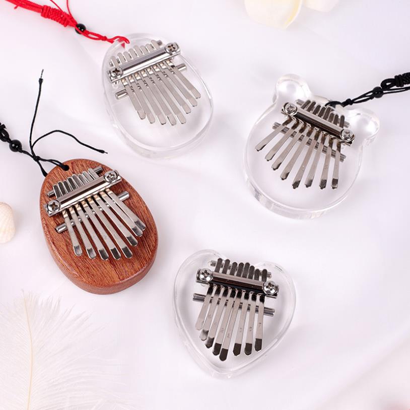 8 Keys Children Mini Kalimba Thumb Piano Acrylic Crystal Transparent Kalimba Instrument Sound Musical for Beginner Finger Piano