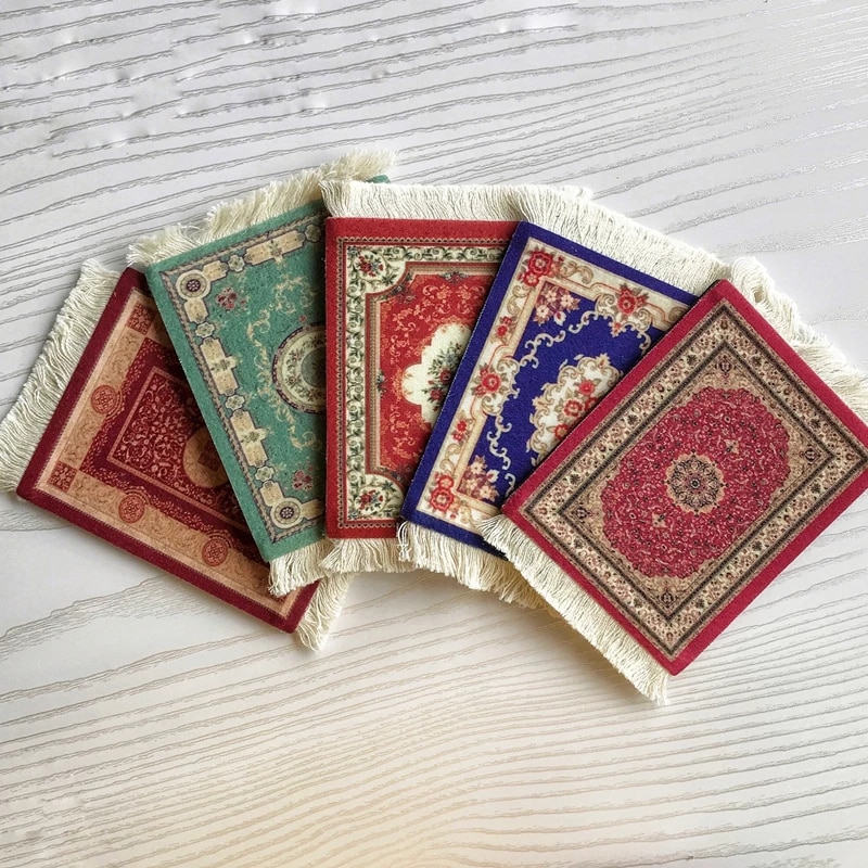 Nordisk vintage vävda tofsar bordstablett glasunderlägg kök vardagsrum bordsmatta dekoration värmetålig kaffekopp mattdynor