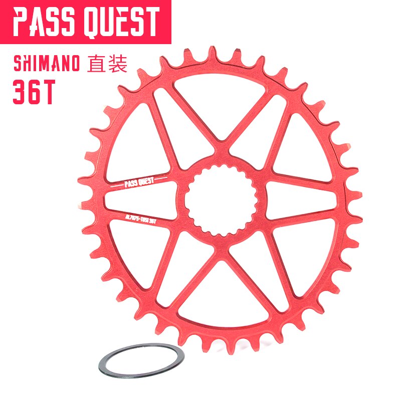 PASS QUEST oval bike Chainring 30/32/34/36/38/40T MTB Narrow Wide Bicycle Chainwheel for deore xt M7100 M8100 M9100 12S Crankset: oval 36T red