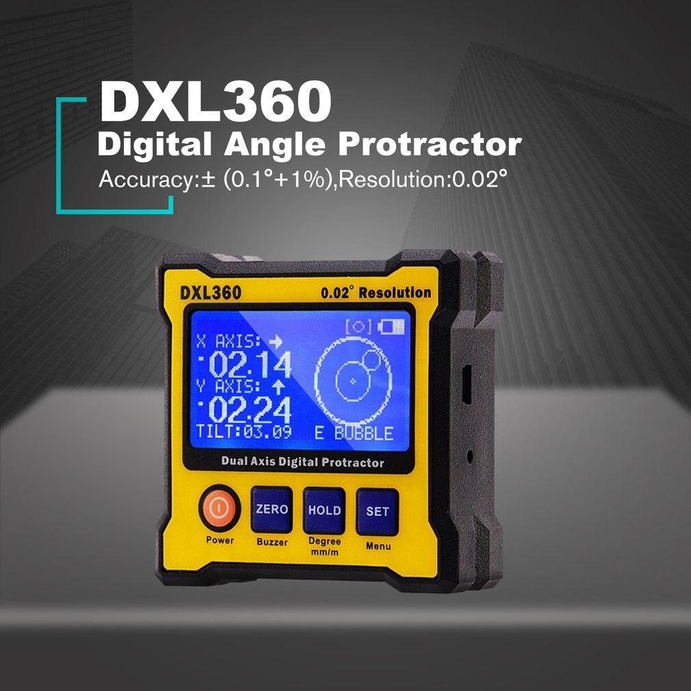 DXL360 Dual-axis Digital Display Level Gauge Angle Protractor Electronic Inclinometer Angle Meter Mini Level Magnetic Base