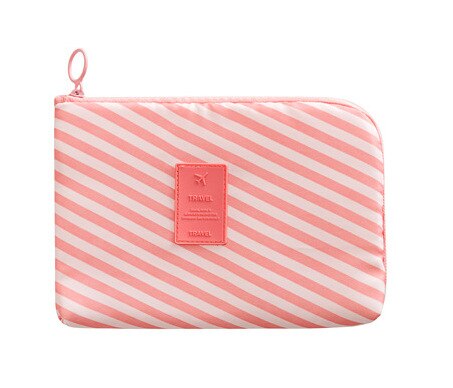 Bolsas de almacenamiento de productos digitales multifunción RUPUTIN, cargador de viaje, línea de datos, organizador de auriculares, bolsa de cosméticos, accesorios de viaje: Pink stripe