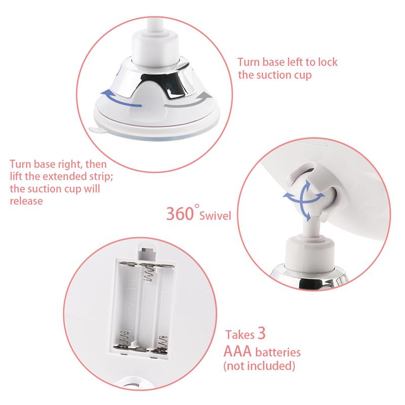 Ruimio Vergrootglas Make-Up Spiegel Met Power Vergrendeling Zuignap Bright Diffuus Licht En 360 Graden Draaibare Verstelbare Arm