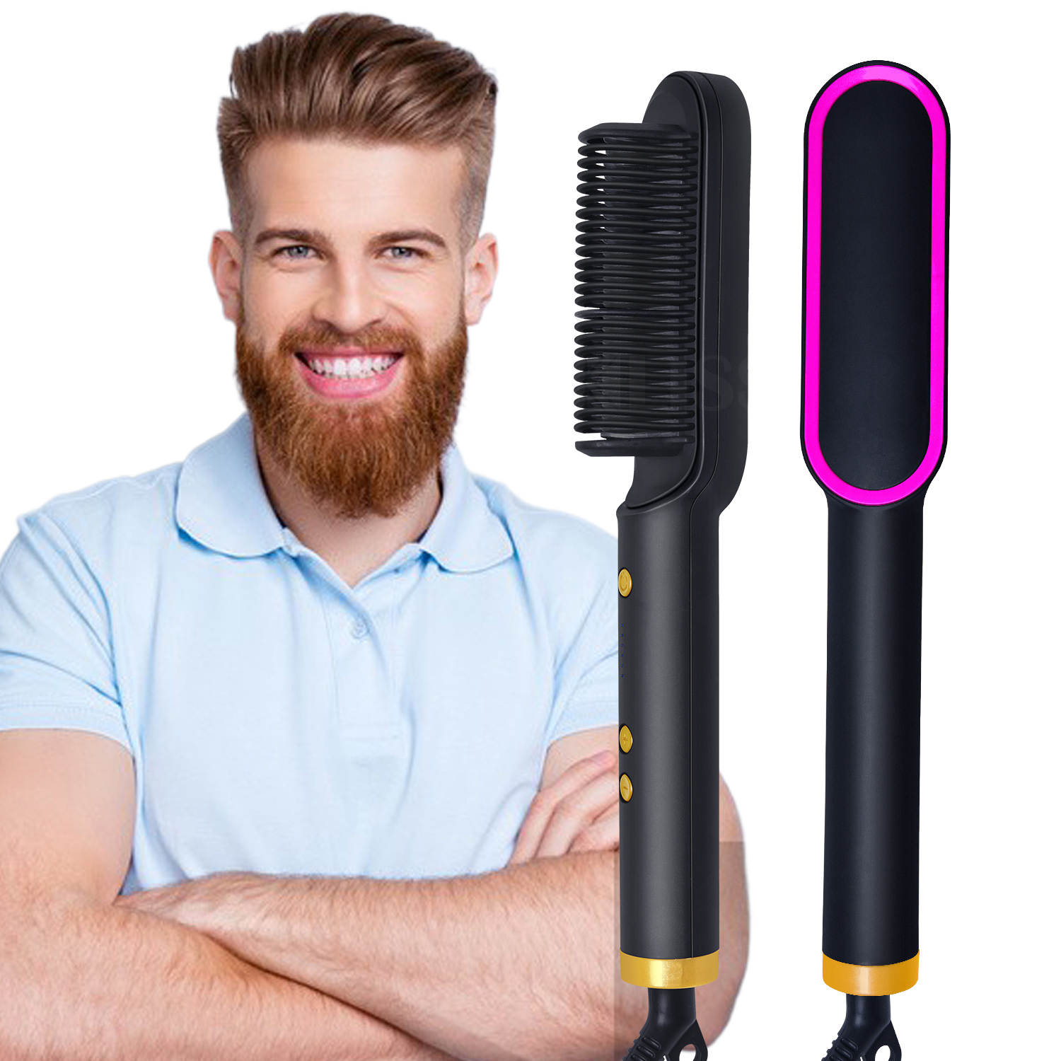 Piastra per barba per uomo pettine per capelli portatile strumento per raddrizzare professionale da viaggio per pettine per raddrizzare la barba corta e lunga