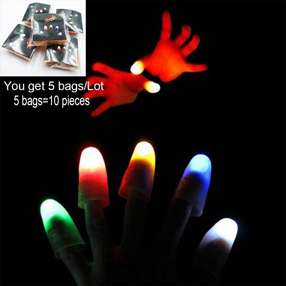 10 Pieces of Finger Light D'lite Lights Magic Tricks Props Toys Five Colors on Stage Street Easy Doing for Kids in Party