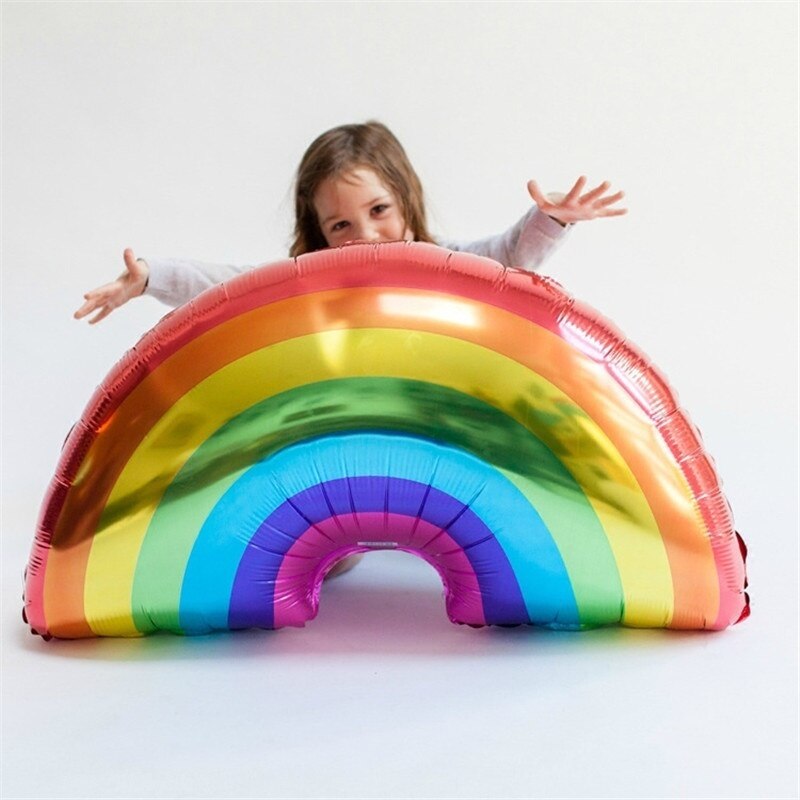 60x90cm Regenbogen Luftballons Bunte SchöNe Karikatur Regenbogen Folie Ballons für freundlicher Geburtstag Sommer Party Dekorationen Lieferungen