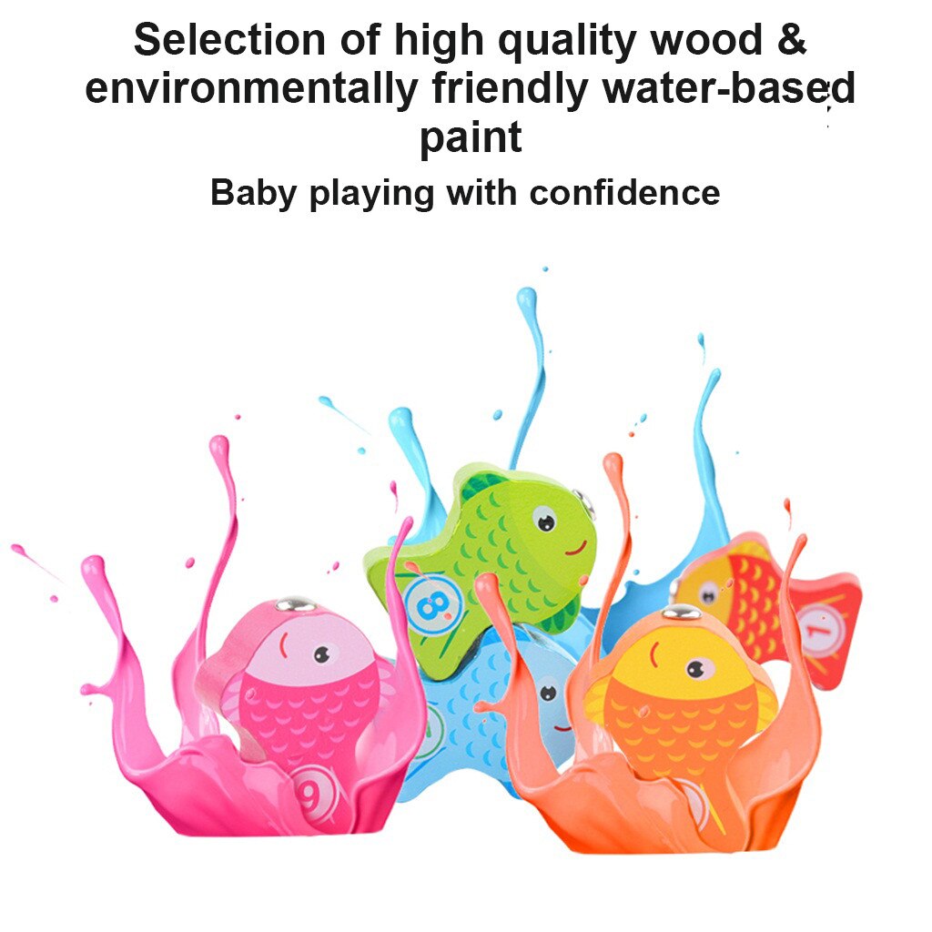 Magnetic Fishing Toys Fish Wooden Magnetic Fishing Toys 10Pcs Set Fish Game Educational Fishing Toy zabawki dla dzieci juegos