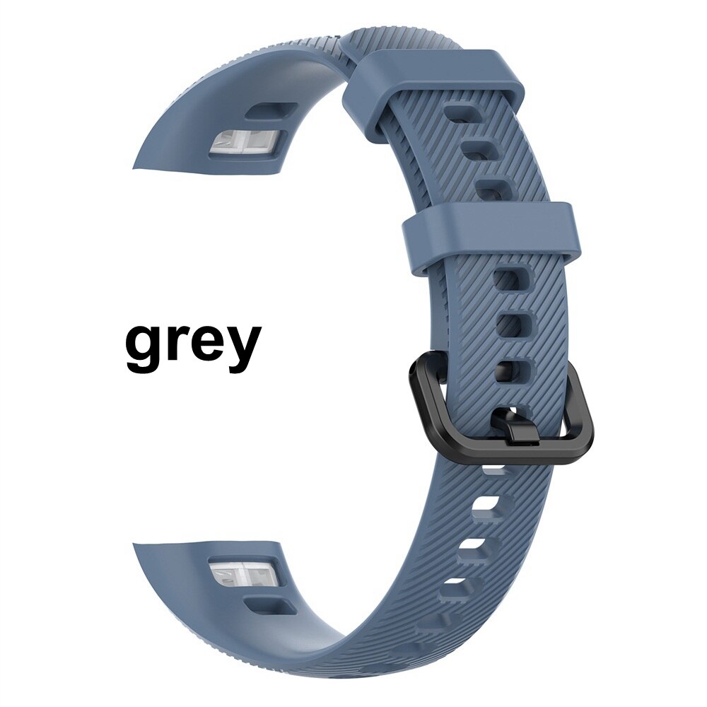 10 Colors Silicone Wrist Strap for Honor Band 5 4 Smart Wristband Replacement Original Watch Band Soft Bracelet Sport Classic: grey