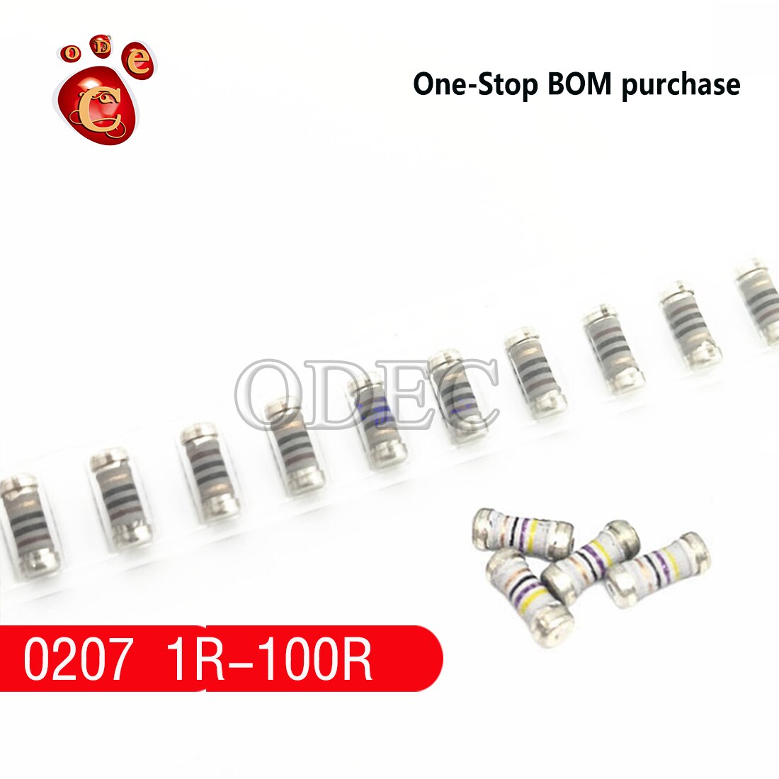 100pcs Cylindrical winding resistor 0207 1W 1R 1.5R 2.2R 3R 3.3R 4.7R 5.1R 6.8R 7.5R 10R 15R 20R 22R 30R 33R 47R 51R 68R 100R