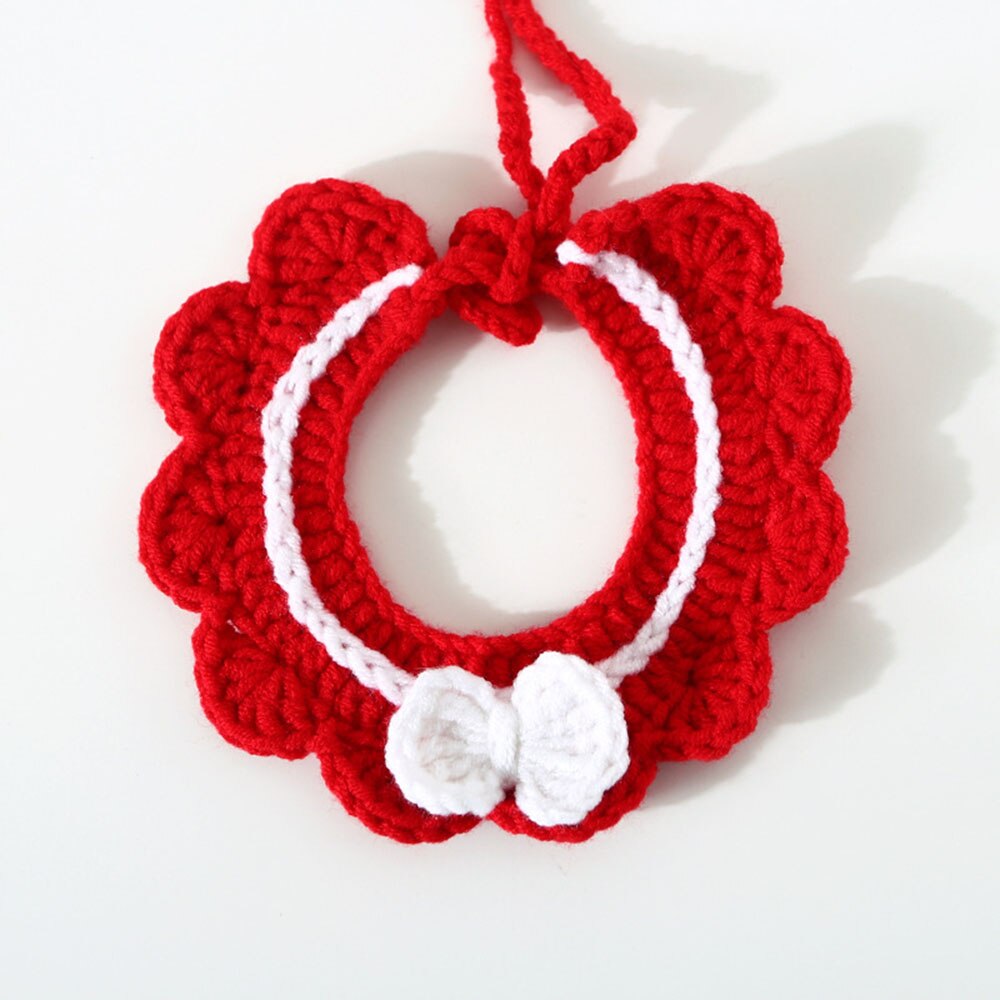 Bandanas de Gato, accesorios para el cuello, pajarita, Collar de ganchillo decorativo de Navidad para gatitos, bufanda de lana tejida a mano para perros pequeños: A / S