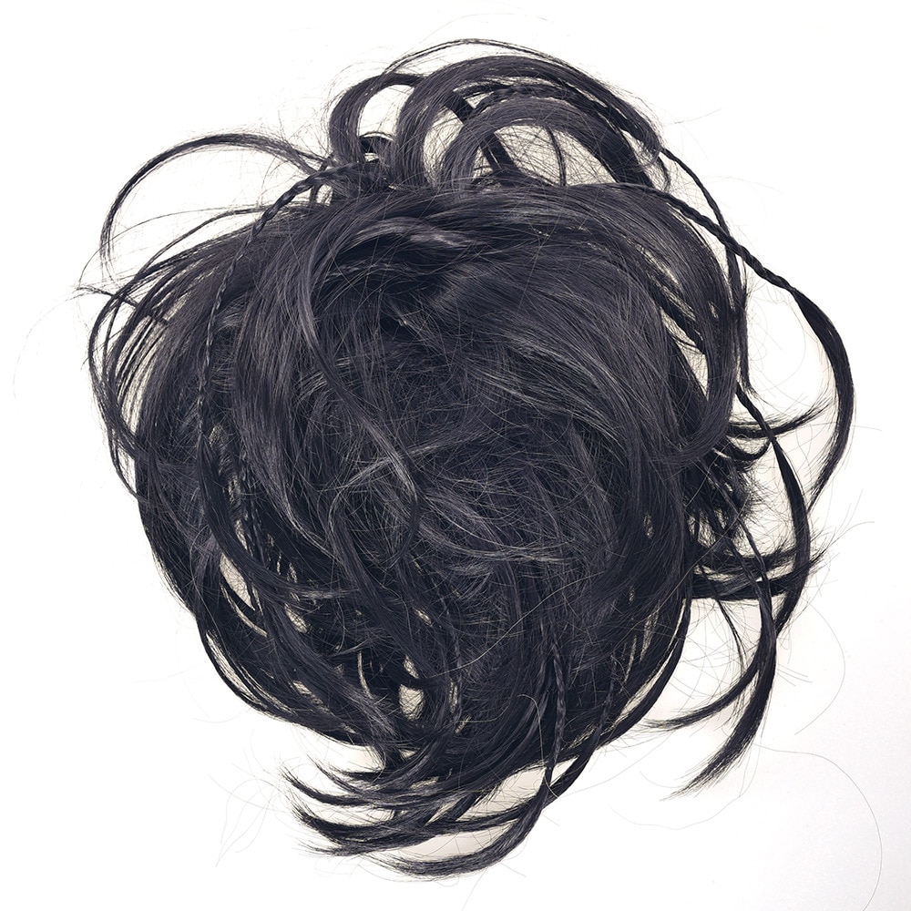 Gres Donut banda de pelo de fibra resistente al calor/Negro rubia trenza moño para novias sintético de mujer moño para el cabello con una banda de caucho