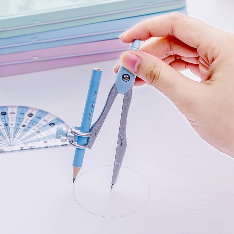 Juego de herramientas de dibujo Kawaii para niños, brújula escolar de dibujos animados, suministros de pintura, herramienta gráfica, 8 unids/set