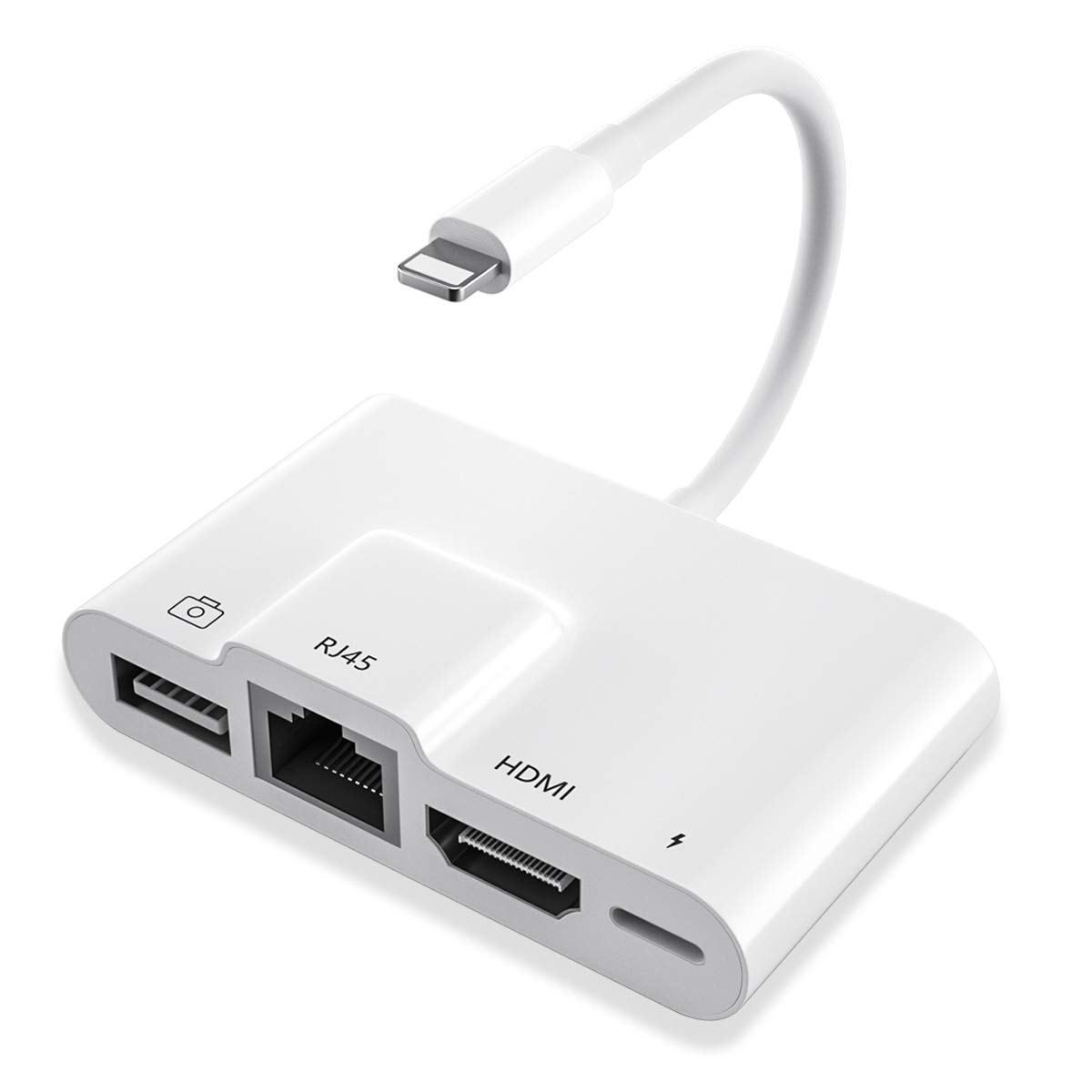 RJ45 Ethernet Light-ning to HDMI Digital AV Adapter for i-Phone 14 i-Pad to TV1080P Network LAN Wired Adapter Charging Converter: Rose Gold