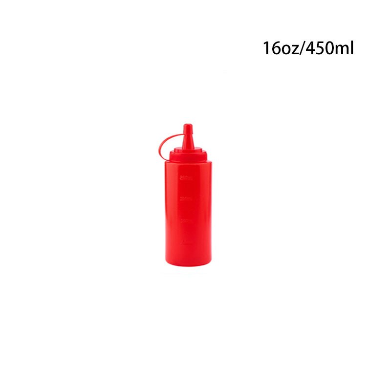 Plastic Naald Neus Salade Dressing Squeeze Fles Ketchup Duurzaam Mosterd Kruiderij Dispenser Flessen Keuken Accessoires: 16 oz (450ml)-Red