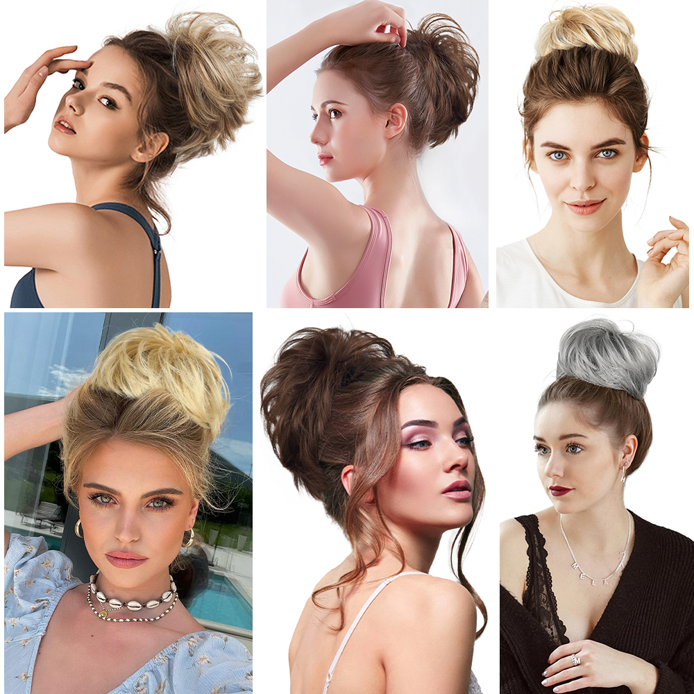 Postiche chignon décoiffé bon marché pour femme, peigne à clipser, court, droit, polyvalent, ébouriffé, facile