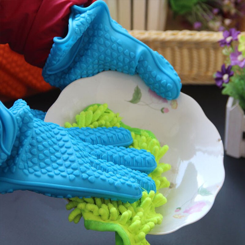 1 Hand Backen Silikon Handschuhe Mikrowelle Backen Handschuhe Küche Anti-verbrüHenne Anti-Unterhose Silikon BBQ Ofen Topf Halfter Fausthandschuh Küche