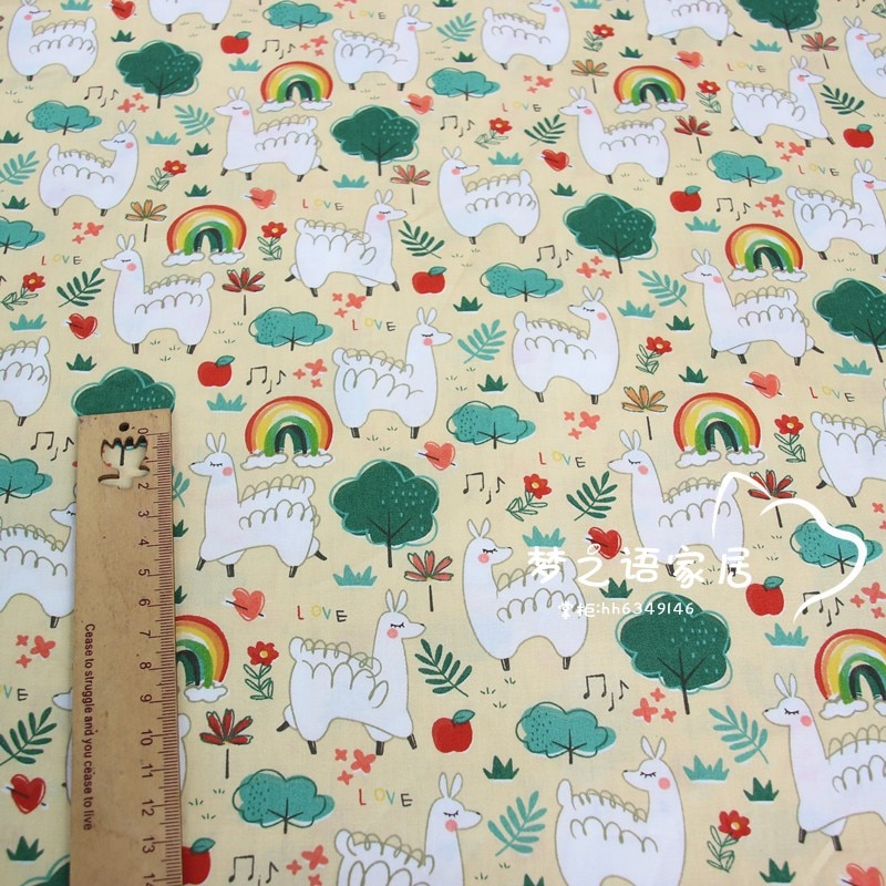 Tela de algodón con estampado de Alpaca para bebés y niños, 160cm x 50cm, edredón, ropa de cama, ropa de retales