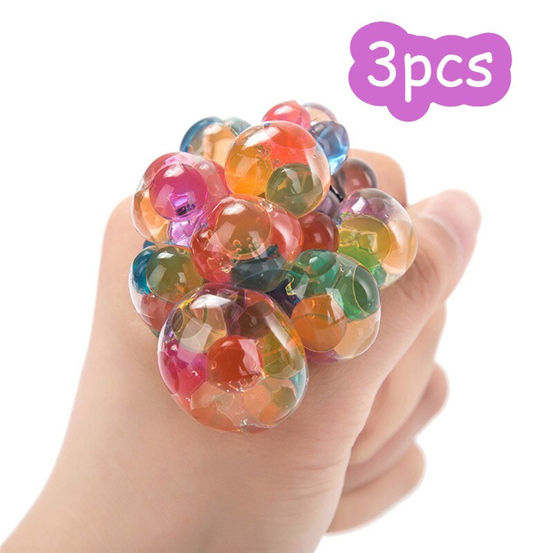 Bola de uva para aliviar el estrés, juguete de malla de goma negra, calmante para la cara, estrés, autismo, 1 Uds./3 uds./5 uds.: 3pcs