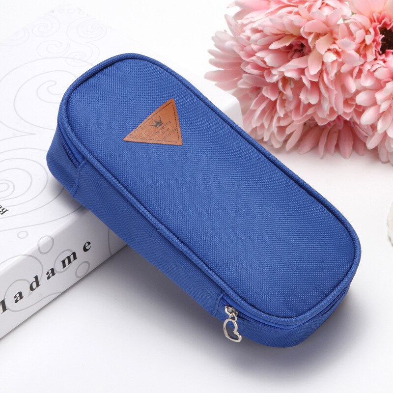 School Supplies Large-capacity Pencil Case Multi-function Pencil Case Child Cute Candy Color Pencil Case Office Stationery: blue