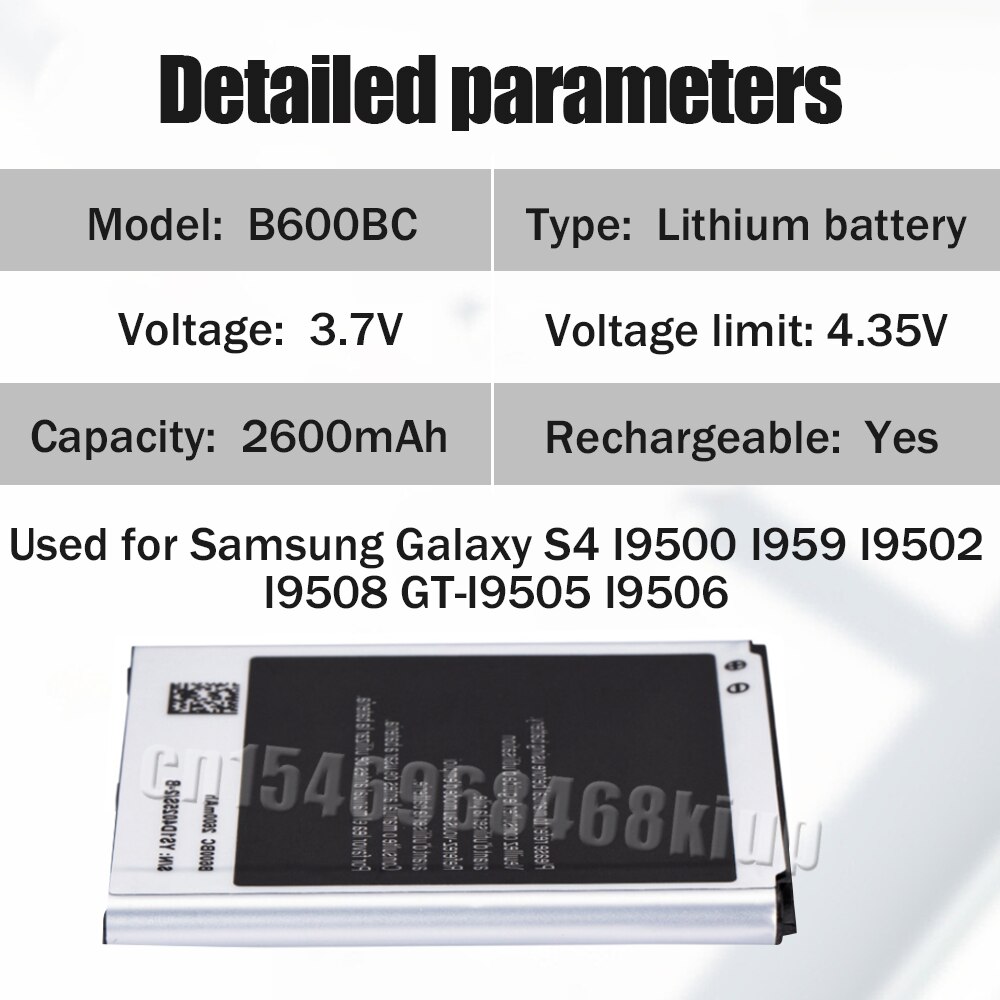 2600Mah B600BC B600BE B600BU Vervangende Telefoon Batterij Voor Samsung Galaxy S4 I9500 I9508 GT-I9505 I9506 I9502 Lithium Batterij
