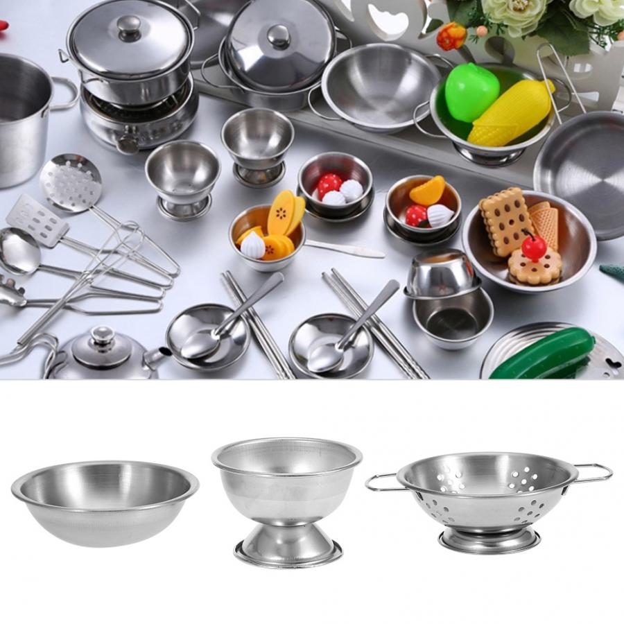 16/25/32Pcs Rvs Miniatuur Koken Set Simulatie Servies Pretend Mini Kinderen Keuken Speelgoed Voor Kinderen jongen