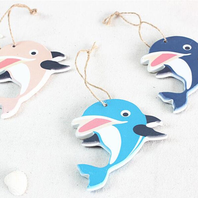 Vacker trä delfin dekoration sjöstjärna hängande snöre fisk dekoration medelhavsstil hänge display vägg rum