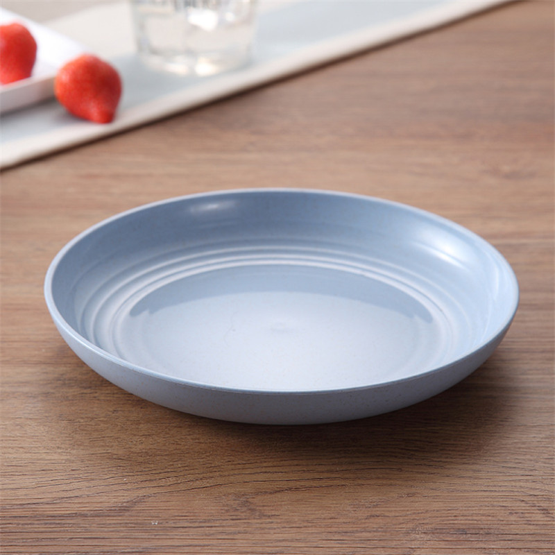 Wheat Straw Plates Solid Color Eco Food Snack Dish Plate Lunch Dinner Dessert Fruit Plate Tray Kitchen Cooking Tableware тарелки: Blue